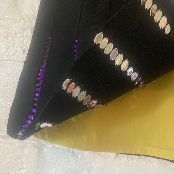 JUST CAVALLI Black Mini Skirt with Purple Crystals, size small - Picture 3 of 8